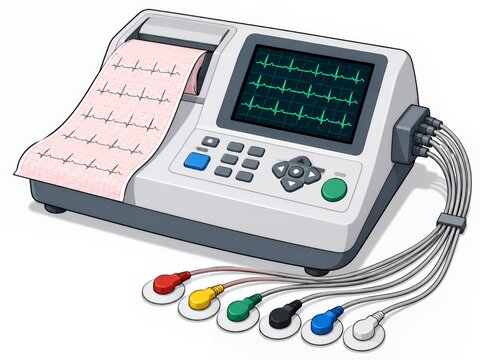 This is an image showing a medical device with electrodes attached