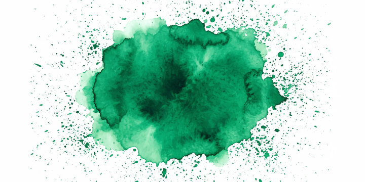 Green watercolor splash with texture and granulation effects, an abstract artistic creation that evokes natural, organic, and artistic themes.