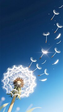 dandelion on blue background