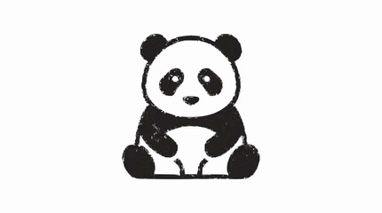Charming sitting panda bear vector illustration featuring a stylized hand drawn ink texture on a clean and minimalist white background © Aries Creative