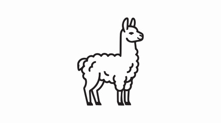 Simple llama vector illustration featuring clean bold black lines isolated on a plain white background for modern creative graphic design © Aries Creative