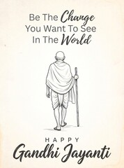 Fototapeta premium 2 october gandhi jayanti celebrating Mahatma Gandhi illustration with inspirational quote for Gandhi Jayanti celebration poster design
