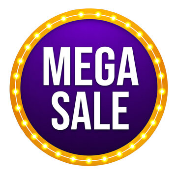 Bright purple sale badge with mega text for promotions and discounts
