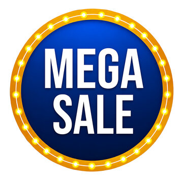 Vibrant mega sale badge with bold yellow and blue colors