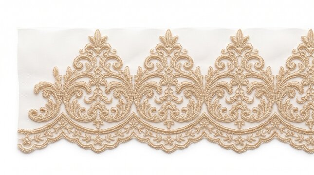 Decorative lace border pattern with green and orange floral
