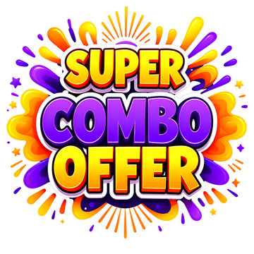 Colorful super combo offer promotional banner with bright explosion design