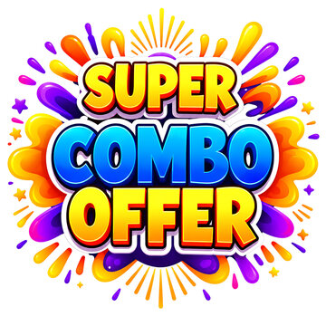 Vibrant super combo offer sale discount colorful explosion text banner