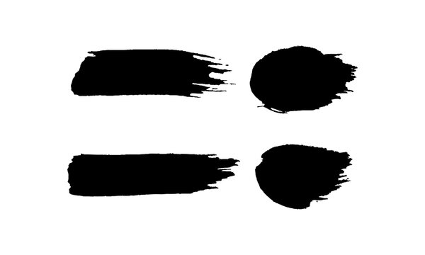 Black brush strokes vector set