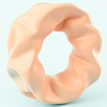 puffy abstract geometry inflated 3d geometric torus soft apricot teal glossy tactile surface modern pop render