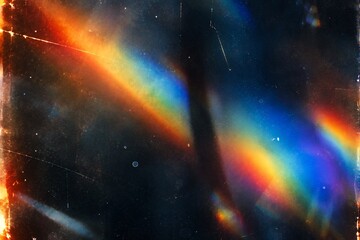 Fototapeta premium Abstract Prism Rainbow Spectrum Light Leak with Vintage Film Grain