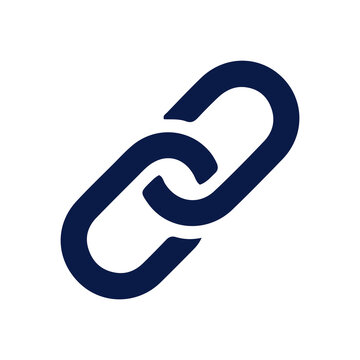 Simple dark blue metal link chain icon for web connection as transparent PNG