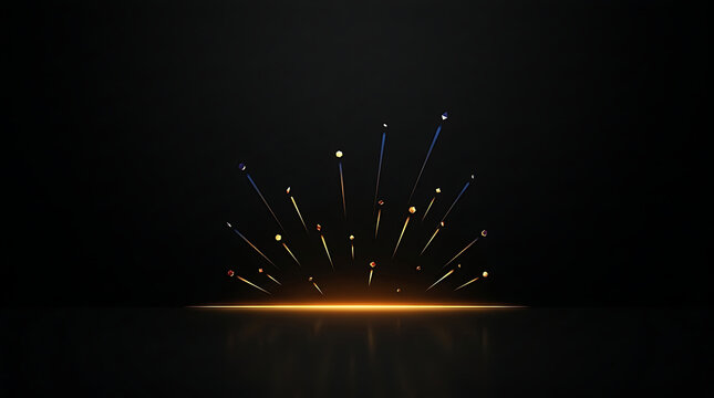 Geometric shapes exploding upwards from a glowing horizontal line