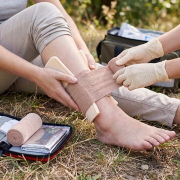 Snakebite First Aid with Limb Immobilization and Emergency Medical Response