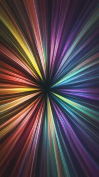 Rotating abstract radial design with multicolor spectrum radiating outward, fluid and contin