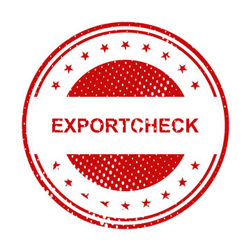 Red export check circular stamp with arrows illustration