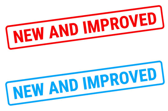 New and improved red badge with bold white text on clean background