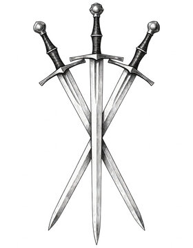 Three Crossed Medieval Swords Transparent Background