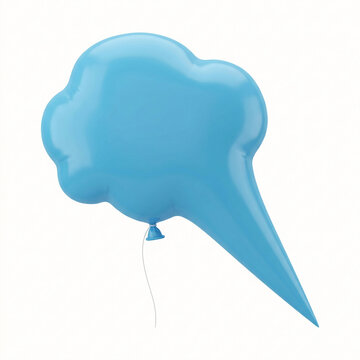 A Single Glossy Blue Cloud Shaped Balloon Isolated Against A Plain White Background Surface