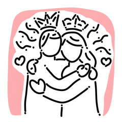 Fototapeta premium A simple line-art illustration themed around mental health, conveying the meaning of mutual compassion among people.
