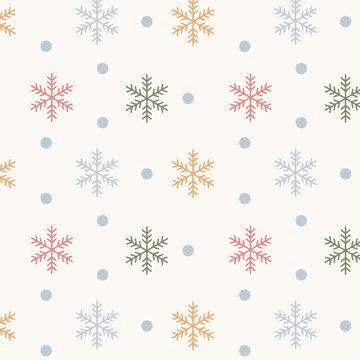 Cute Christmas snowflake seamless pattern vector background