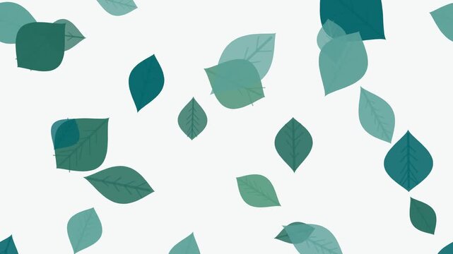 Animated muted teal falling leaves motion background seamless loop