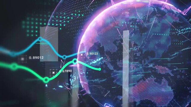World Globe Global Data Analytics and Digital Network Technology Background