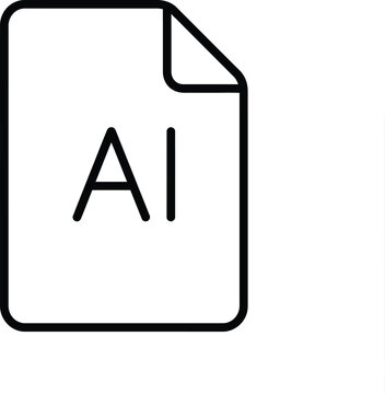 File icon labeled AI representing graphic design vector document with document software extension computer interface