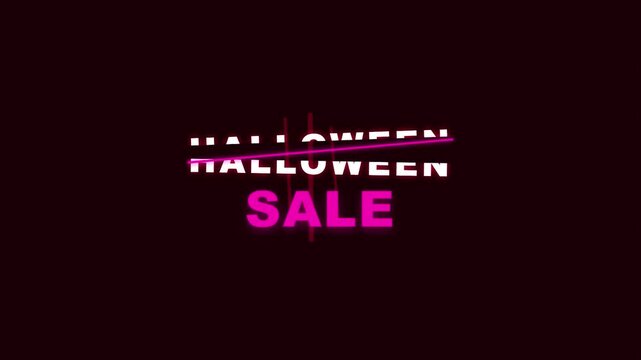 Halloween sale typography promo neon glitch effect digital display motion graphic for retail marketing and social media seasonal advertisement