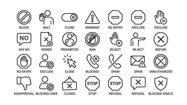 Collection of icons representing various prohibition and restriction symbols with transparent backgrounds