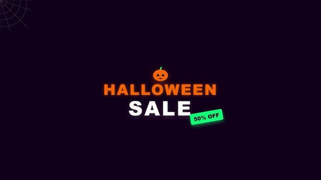 Halloween sale 60 percent off discount pumpkin header minimalist flat motion graphic seasonal marketing retail social media promotion advertisement