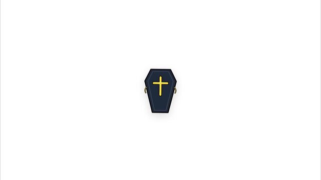 Spooky halloween coffin icons with golden cross minimalist flat 2d graphic illustration assets for digital design and holiday social media projects