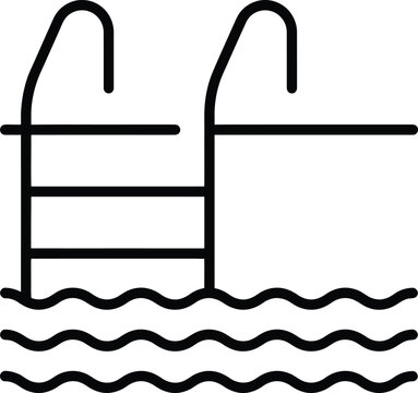 Swimming pool ladder and diving board icon for recreational summer sports with swimming recreation vacation exercise