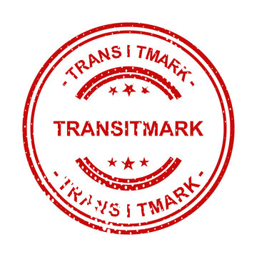 Red transit mark stamp with border illustration