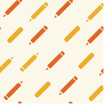 Seamless pattern of orange and yellow pencils