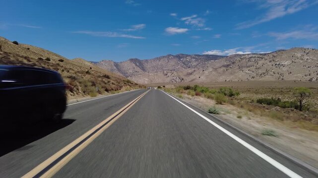 Eastern Sierra to Lake Isabella Highway 178 Eastbound 10 Front View MultiCam Driving Plate California USA