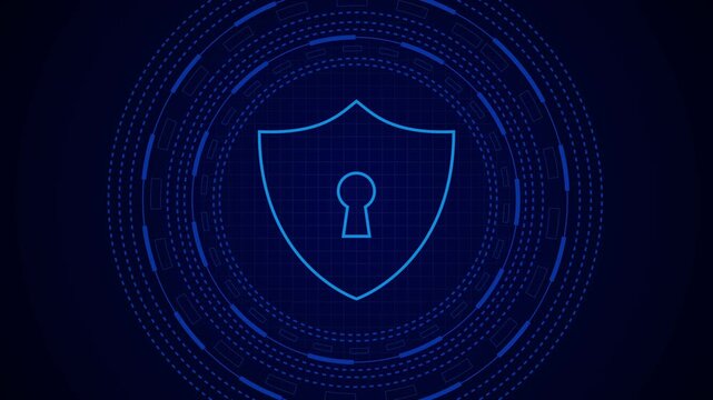 Cyber security technology concept Shield With Keyhole personal data Video Animated Background