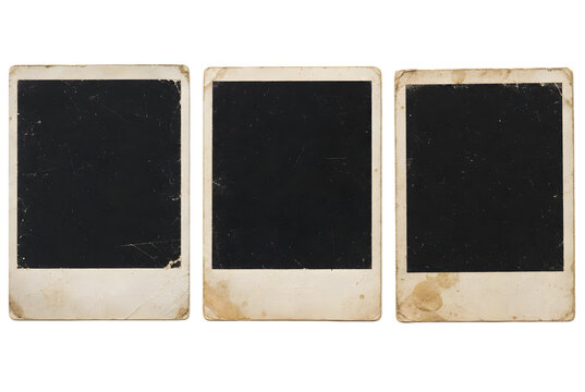 Vintage blank photo frames isolated on transparent background png file
