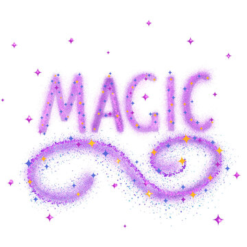 Hand Drawn Fairy Dust and Magic Sparkle Effects on Transparent Background