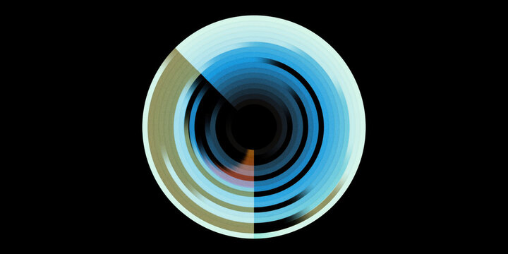 Abstract concentric circles design with blue gradient