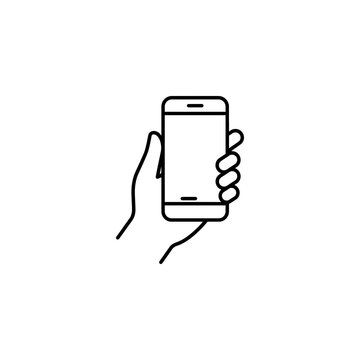 Hand holding a smartphone mobile device icon with smartphone communication technology cellphone cellular interface