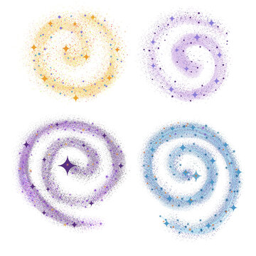 Hand Drawn Fairy Dust and Magic Sparkle Effects on Transparent Background