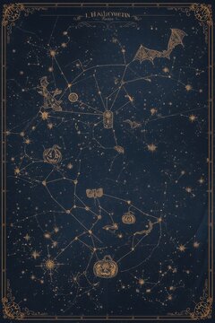 Intricate astronomical star chart with constellation patterns star map celestial chart night sky astronomy chart connect the dots scientific chart deep space science celestial spher