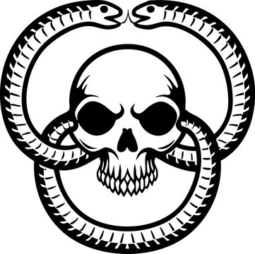 SVG BORN FROM SKULLS. RAISED BY SNAKE.Skull with Snake Design for Edgy Graphic Artwork