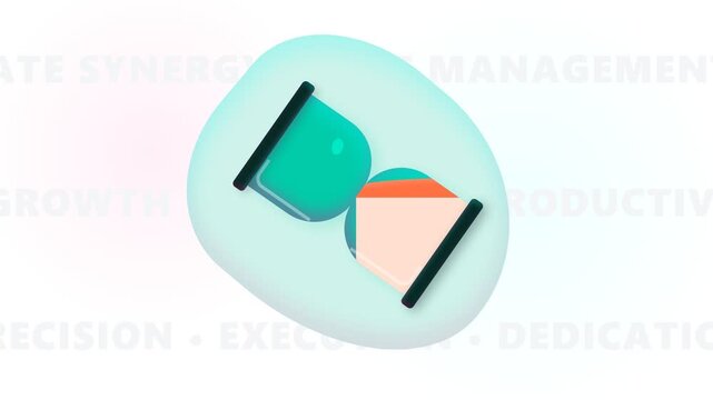 A colorful hourglass icon representing efficient time management indicates that tracking your daily progress ensures business success while improving overall productivity during every