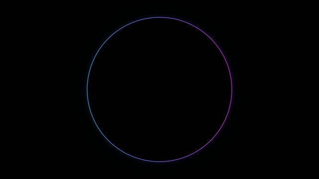 A vibrant spectrum forms a circular ring that captures the glowing transition of light between blue and purple shades to signify the continuous motion of energy within this digital artistic