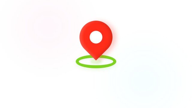 A vibrant red navigational marker sits precisely above a green circular indicator to highlight a specific geographic coordinate for travelers seeking helpful directions during their daily city