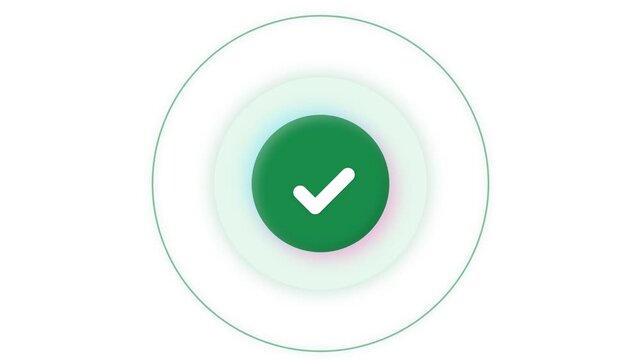 A vibrant green circular button featuring a prominent white tick symbol represents successful completion of tasks within digital interfaces or mobile applications designed for efficient user