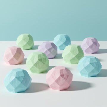 Multicolored Geometric Forms Creating a Contemporary Decorative Arrangement on a Soft Light Background
