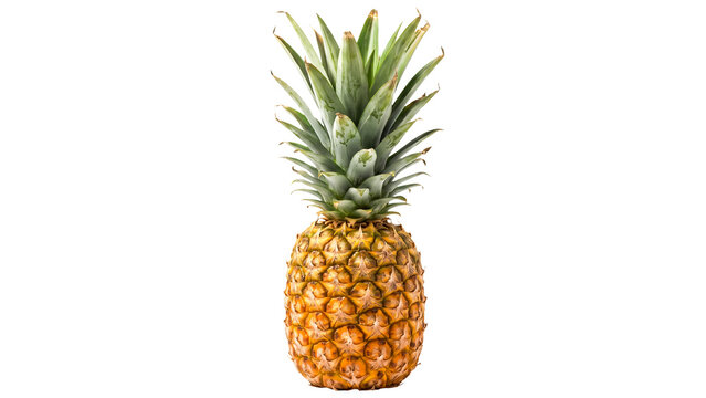 Fresh Tropical Pineapple Fruit Isolated PNG on Transparent Background, Exotic Healthy Food and Nutritious Dessert