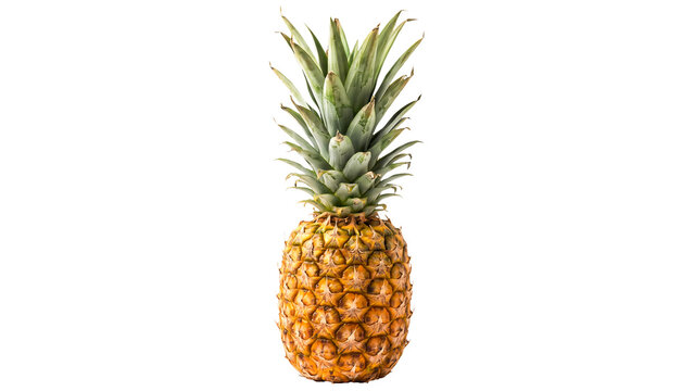 Fresh Tropical Pineapple Fruit Isolated PNG on Transparent Background, Exotic Healthy Food and Nutritious Dessert
